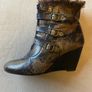 HISPANITAS snake print leather fur ankle wedge boots beautiful size 6 Image 3