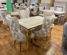 Gold Marble Kitchen Dining Table With 6 Chairs