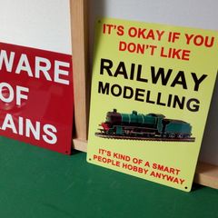 Model Railway novelty tin metal signs