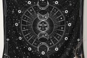Tapestry for Bedroom Aesthetic, Sun Moon Star Large Astrology Wall Hanging, Black White Psychedelic Room Decorations (130x150cm)