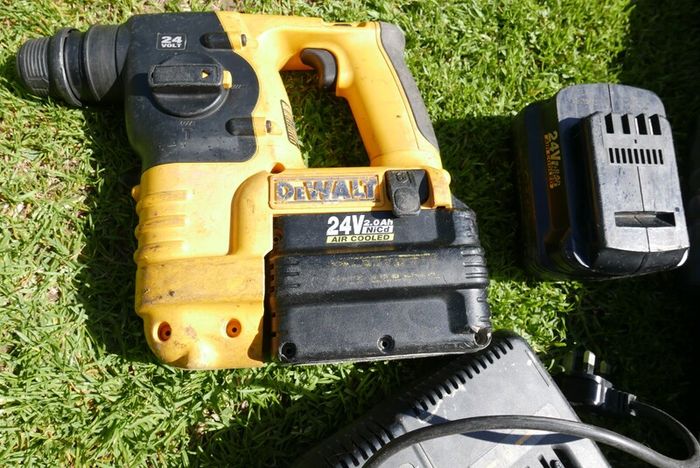Dewalt DC222 SDS Cordless Drill 24V With 2 Battery and Box  in working order