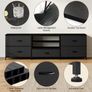 TV Unit with 5 Drawers, 140 cm, All Black  TV Console Table with Storage Organizers, Entertainment Center with Open Shelf for Living Room, Bedroom Image 4