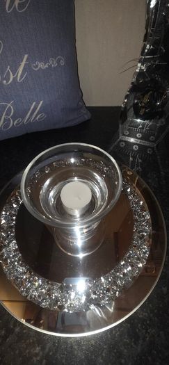 Newgrange Living Crystal Tealight Holder Mirrored Diamante Tray Luxury Decor