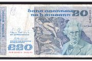 1991 Ireland IR20 William Butler Yeats Banknote Series B. Note issued 24/01/91. Serial number JGD364875