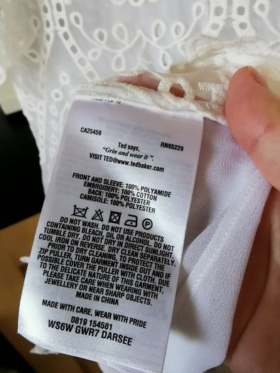 NEW - Ted baker White Darsee Embroidered Lace blouse UK 10