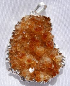 Genuine Cluster Golden Citrine   PENDANT  IN SILVER - Pendant 1,9"