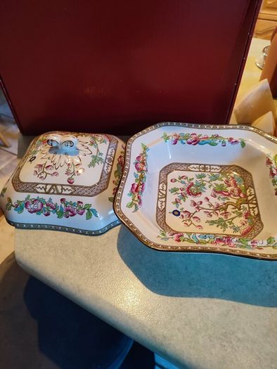 Vintage Bridgwood Indian Tree Dish With Lid