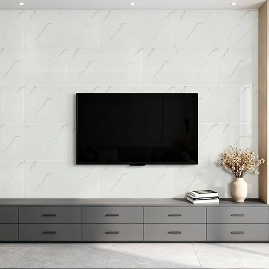 White Tile Stickers 60x30cm/10pcs, Peel and Stick Marble Wall Tiles for Bathroom Kitchen Backsplash Waterproof Removable