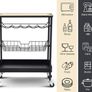 Kitchen Island Storage Trolley with Wine Rack, Serving Trolleys with Utility Wood Tabletop, 4-Tier Rolling Cart with Basket Drawer Lockable Casters for Home, Dining Room, Restaurant, Hotel (FREE POSTAGE) Image 4
