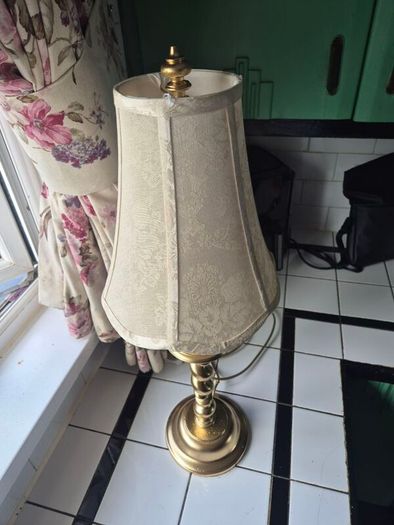 Lamp Vintage Gold metal tall slim table lamp