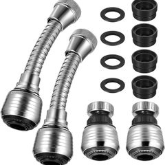 4 Pcs Kitchen Tap Spray Head Adapter, Universal Kitchen Tap Extension for Kitchen Tap, Bathroom Kitchen Sink Faucet Extender Tap Aerator, Flexible 360 Swivel for Kitchen Tap, 2 Modes/2 Long+2 Short