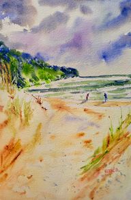 maghera beach donegal watercolour