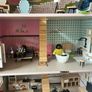 wooden dolls house with furniture & figures Image 3