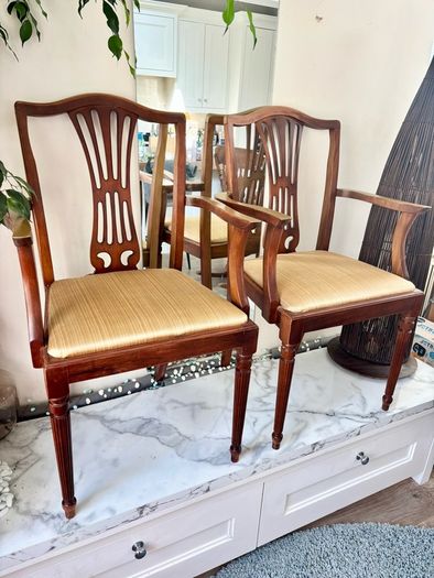 Pair of Vintage Hepplewhite-Style Carver Chairs