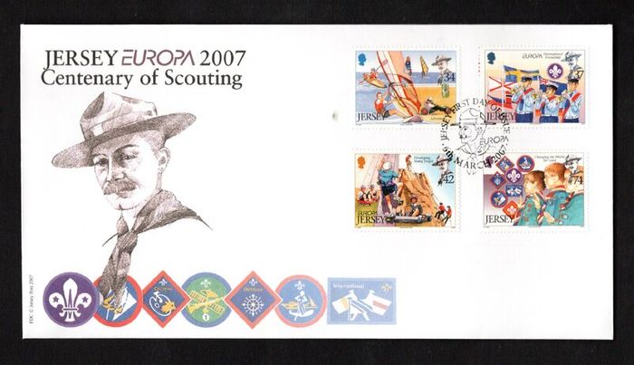 2007 Jersey Centenary of Scouting (Europa C.E.P.T. 2007) Commemorative Stamps First Day Cover (FDC)