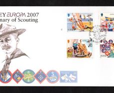 2007 Jersey Centenary of Scouting (Europa C.E.P.T. 2007) Commemorative Stamps First Day Cover (FDC)