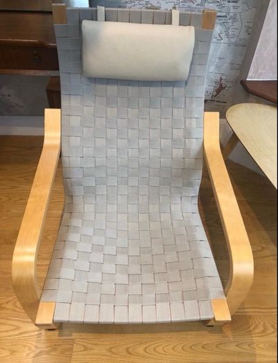 Ltd Ed Vintage Chair with Woven Strap Seat and Leather Headrest