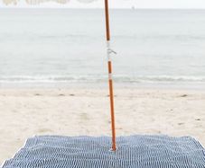 New business and pleasure Lauren's navy stripe beach blanket