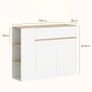 Sideboard, large cabinet compartment, 3 shelf compartments, drawer, 105 x 30 x 81.5cm, White/Wood Image 2