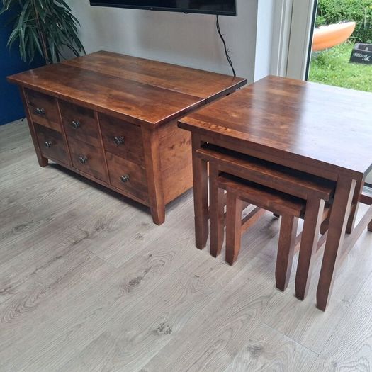Nest of 3 walnut tables