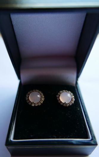 Vintage  Sterling Silver 925 Gold Plated Moonstone agate Earrings 2,6g