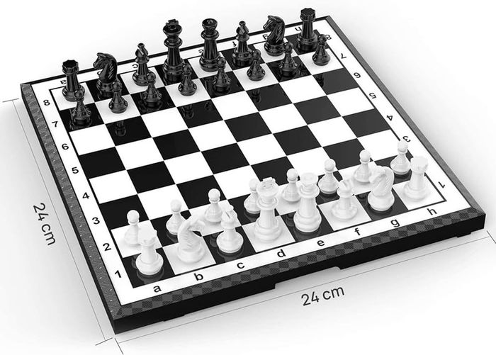 Set Board Games Sets Magnetic Folding Portable Garden Travel Gifts Traditional Strategy Game for Kids and Adults,Black-White