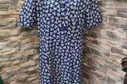 Vintage 1970s 1980s Classy navy white Shirt dress matching neck tie  Postage included