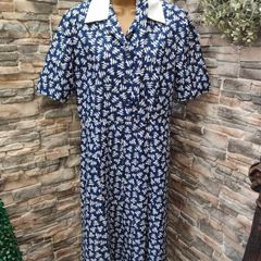 Vintage 1970s 1980s Classy navy white Shirt dress matching neck tie  Postage included