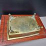 Old Chinese Brass Incense Burner / Censer on Wooden Stand  Aged Patina Image 3