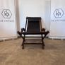Vintage Black Leather Deck Chair with Armrests, 1940s Image 3