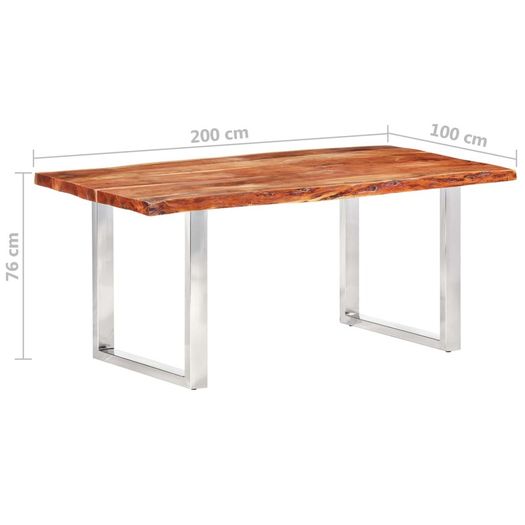 Dining Table with Live Edges Solid Acacia Wood 200 cm 6 cm