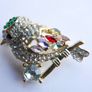 Vintage Tiny Colorful Bird Brooch, Small Gold Bird Pin, Little Crystal Rhinestone Brooch Image 5