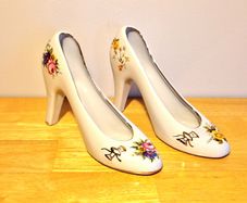 Vintage White Ladies Shoe Ornaments