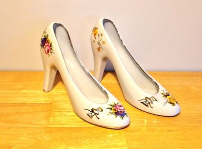 Vintage White Ladies Shoe Ornaments