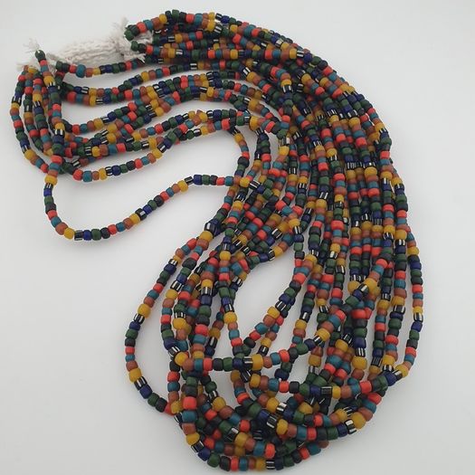 Antique African Style MultiColor 4 -5 mm Glass Beads Necklace Strand