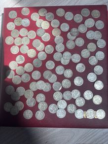 102 George V Silver Three Pence coins