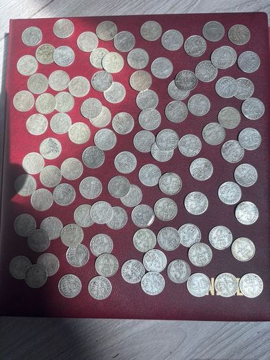 102 George V Silver Three Pence coins