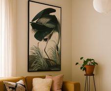 Large-Format Artwork / Wading Bird (Great Blue Heron) / Framed Wall Art