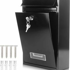 Post Boxes Wall Mounted Waterproof, Lockable Letter Lostal Boxes Steel Mail Box with 2 Keys, 32 x 21.5 x 8.5 cm Lockable Letter Boxes