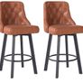 Bar Stools Set of 2, Waterproof PU Leather Bar Stool, 360 Rotating Breakfast Bar Stools with Footrest, Seat Height 66.5 cm, Load Capacity 150 kg, Brown Image 2