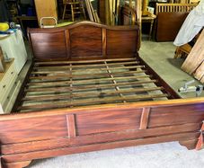 Super-king sleigh bed with mattress