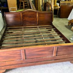 Super-king sleigh bed with mattress
