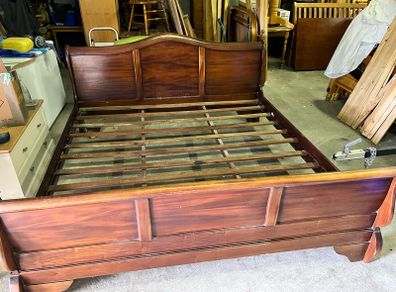 Super-king sleigh bed with mattress