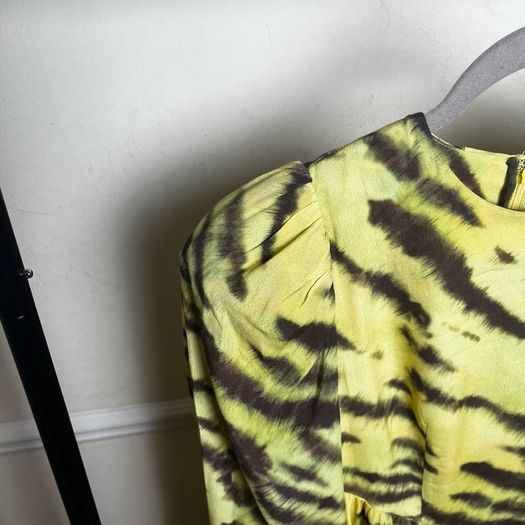 Rotate Alison Tiger Print Mini Dress Sz 8UK 4US S Long Sleeve Flowy Party
