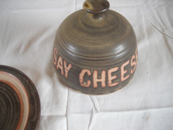 Pottery Cheese Plate and Cover