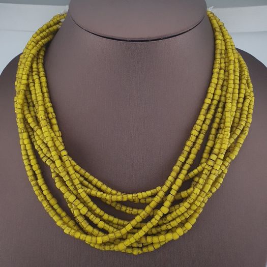 Antique Venetian Yellow Trade 3-5mm Beads Necklace Strands