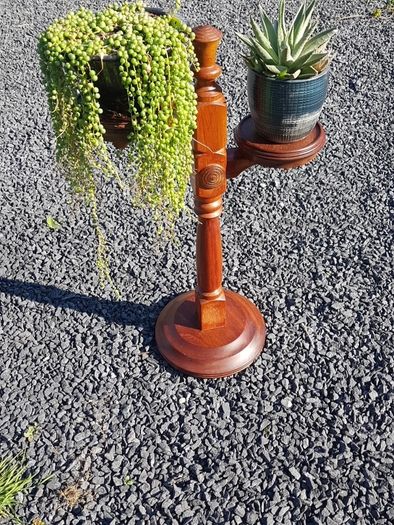 plant holder in hardwood (mahogany).