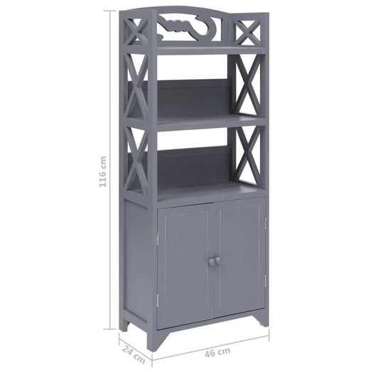 Bathroom Cabinet Grey 46x24x116 cm Paulownia Wood