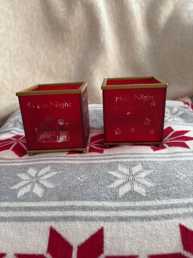 Christmas Pair Tealight Candle Holders (Silent Night)