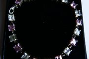 Vintage 925 Sterling Silver Pink Crystal Tennis Style Bracelet length 7,7" - 17,8g